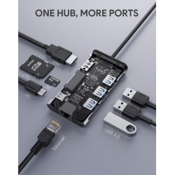 CB-C91 aluminium USB-C Hub 8i1 RJ45 Eth