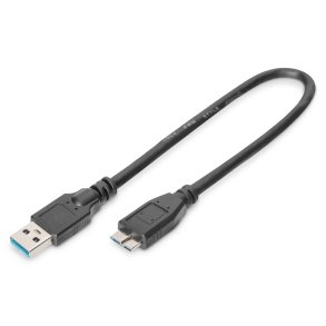 USB3.0 Kabel 0,25m USB A/microUSB B M/M Sort 0,25m