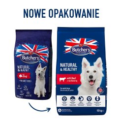 BUTCHER'S Natural&Healthy with beef - t�rfoder til hunde - 10 kg