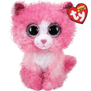 Plush toy TY Cat pink med kr�llet h�r Reagan 24 cm