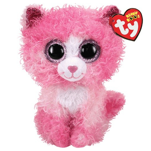 Plush toy TY Cat pink med kr�llet h�r Reagan 24 cm