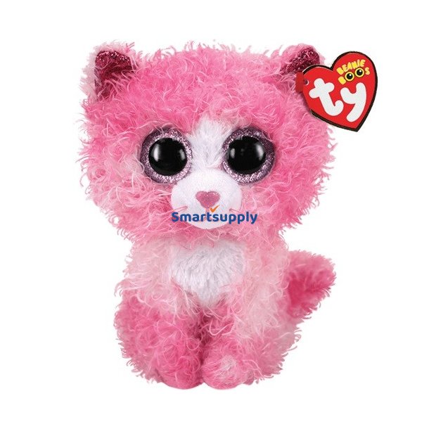 Plush toy TY Cat pink med kr�llet h�r Reagan 24 cm
