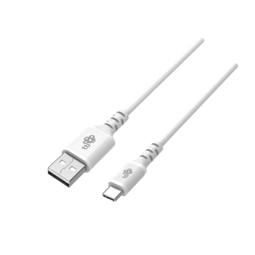 Kabel USB-USB C 2m silikone hvid Hurtigopladning