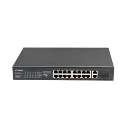 Switch 16X 100MB POE+/2X combo unmanaged rack 19-tommer gigabit ethernet 150W