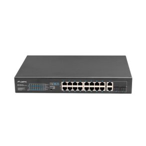 Switch 16X 100MB POE+/2X combo unmanaged rack 19-tommer gigabit ethernet 150W