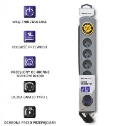 Oversp�ndingsbeskytter 6 stikkontakter, 5m