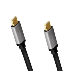 USB-C M/M kabel, PD, alu, 1.5m
