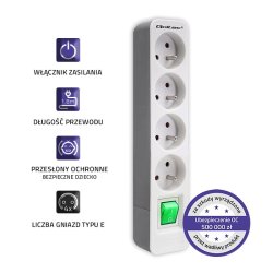 Str�mfordeler 4 stikd�ser, 1,8m