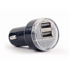 Biloplader 2xUSB 2.1A sort