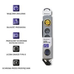 Oversp�ndingsbeskytter Quick Switch 4-stik 2,5m gr�