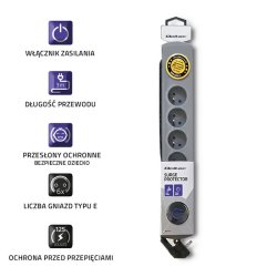 Oversp�ndingsbeskytter Quick Switch 6 stik 3m gr�