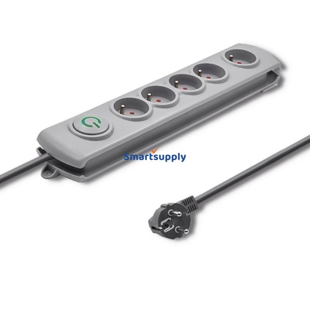 Oversp�ndingsbeskytter 5 stik 3m gr�