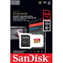 Extreme microSDXC 64GB 170/80 MB/s A2 V30 U3