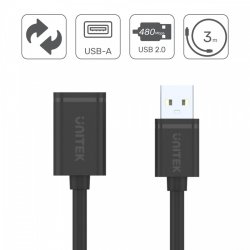 Forl�ngerledning USB 2.0 AM-AF, 0.5M; Y-C447GBK