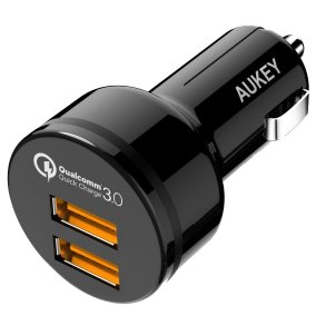 CC-T8 ultrahurtig biloplader 2xUSB 3.0 6A 36W + micro USB kabel 1m