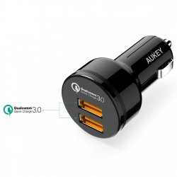 CC-T8 ultrahurtig biloplader 2xUSB 3.0 6A 36W + micro USB kabel 1m