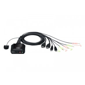 2-Port USB 4K HDMI Kabel KVM Switch med Fjernbetjening Portv�lger