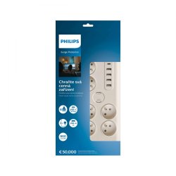 Oversp�ndingsbeskytter 6 stik AC Fr 40W, 2 m