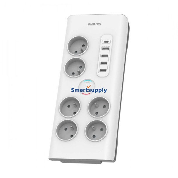 Oversp�ndingsbeskytter 6 stik AC Fr 40W, 2 m