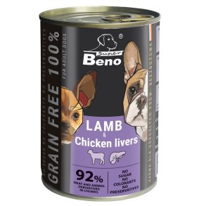 SUPER BENO Lamb with chicken livers - vdt hundefoder - 415g