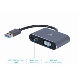 USB 3.0 til HDMI VGA D-S UB Adapter
