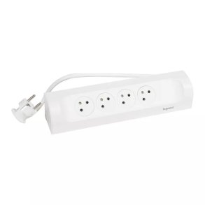 Forl�ngerledning hj�rne 4x2P+Z 1m hvid