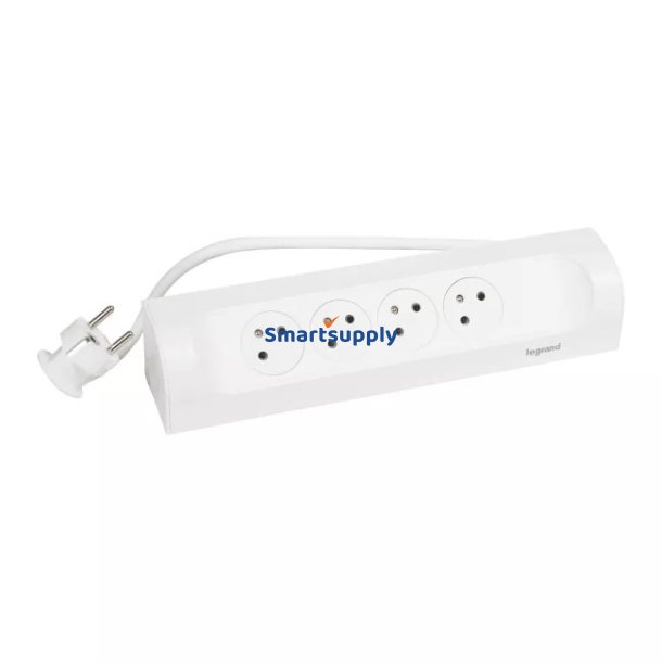 Forl�ngerledning hj�rne 4x2P+Z 1m hvid