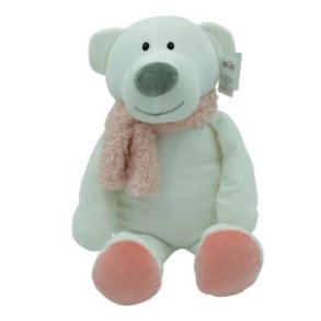 Camille bj�rn maskot med pink t�rkl�de 35 cm