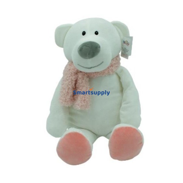 Camille bj�rn maskot med pink t�rkl�de 35 cm