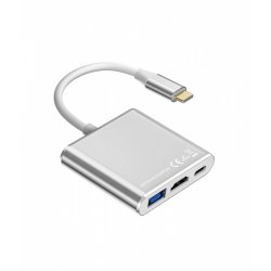 Adapter HUB USB C 3w1 - HDMI, USB, PD s�lv