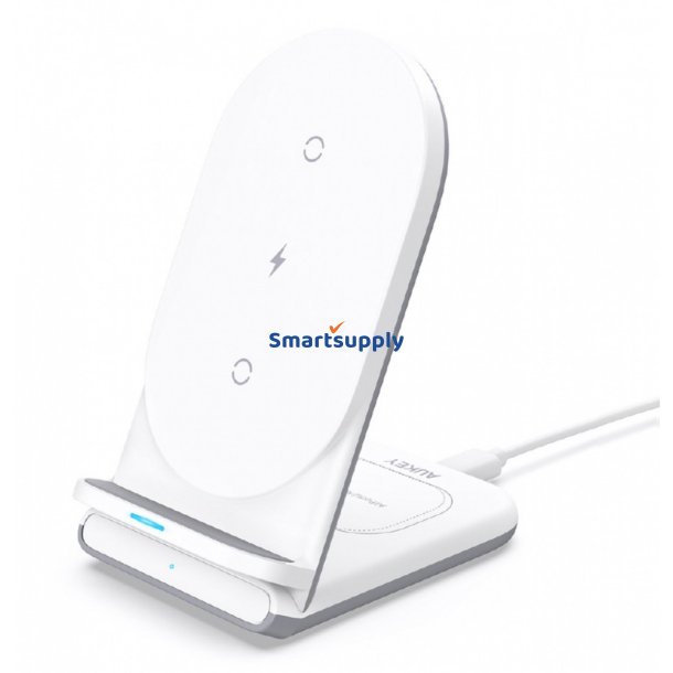 AUKEY LC-A2 Hvid Tr�dl�s Oplader 2i1 USB-C