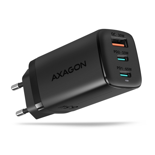 AXAGON ACU-DPQ65 GAN WA ll oplader, 3x port USB