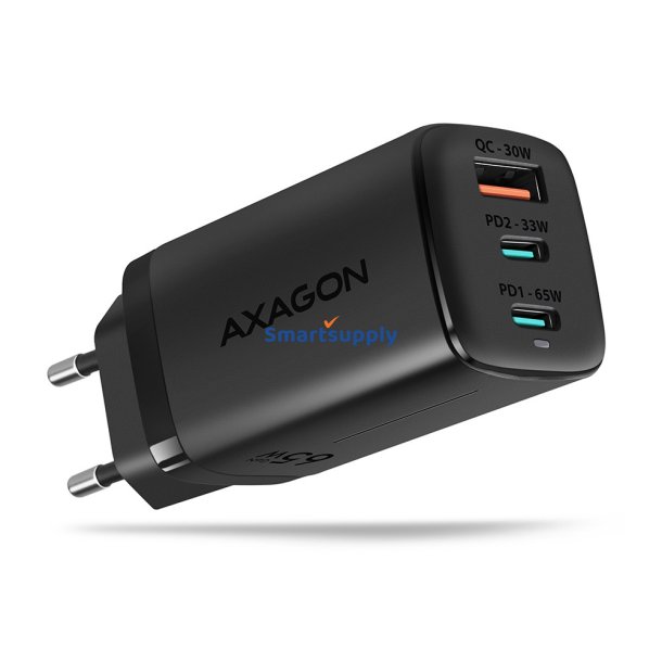 AXAGON ACU-DPQ65 GAN WA ll oplader, 3x port USB