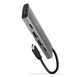 Hub HMC-5G2 2x USB-A + 2x USB-C + HDMI, USB-C 3.2 Gen 2 10Gbps, PD 60W, 13cm USB-C kabel