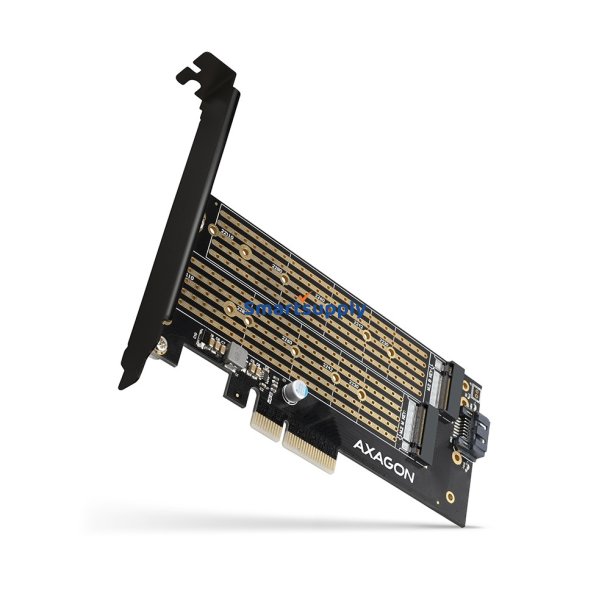 PCI-E 3.0 PCEM2-D 4x - DUAL M.2 SSD (NVMe + SATA), dual sp�nding, op til 110mm SSD