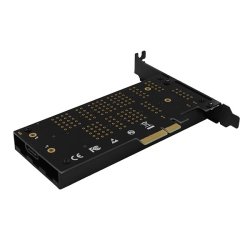 PCEM2-DC PCI-E 3.0 4x - DUAL M.2 SSD (NVMe + SATA), dual sp�nding, op til 110mm SSD, bl�ser + k�leplade