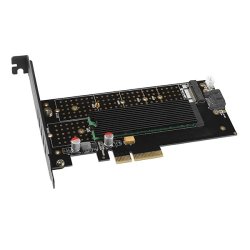 PCEM2-DC PCI-E 3.0 4x - DUAL M.2 SSD (NVMe + SATA), dual sp�nding, op til 110mm SSD, bl�ser + k�leplade