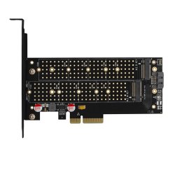 PCEM2-DC PCI-E 3.0 4x - DUAL M.2 SSD (NVMe + SATA), dual sp�nding, op til 110mm SSD, bl�ser + k�leplade