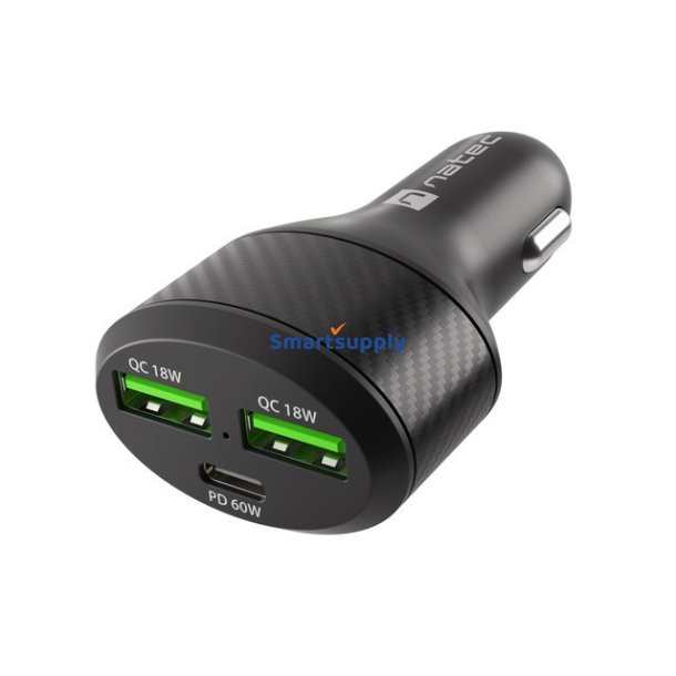 Biloplader 2x USB 1x USB-C QC 3.0