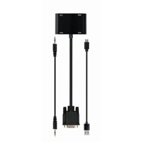 Signalomformer VGA til HDMI + VGA sort, 15 cm