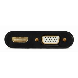 HDMI han til HDMI hun + VGA hun adapter med lyd og ekstra str�mport