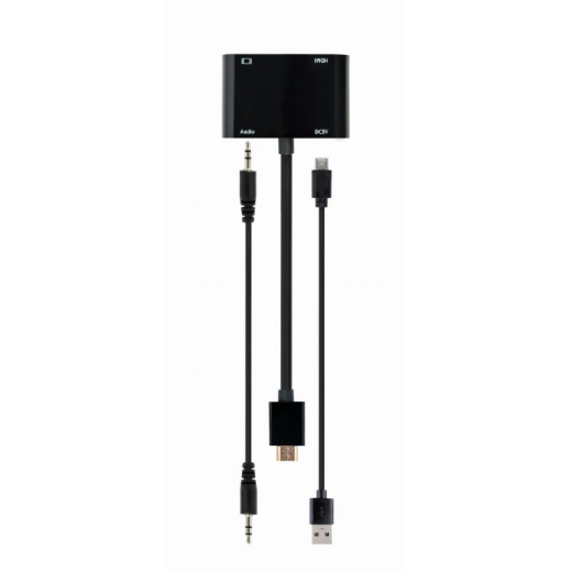 HDMI han til HDMI hun + VGA hun adapter med lyd og ekstra str�mport