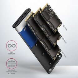 ALU boks EEM2-SG2 USB-C 3.2 Gen 2 - M.2 NVMe / SATA SSD 30-80mm