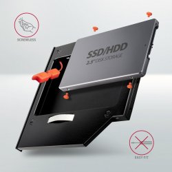 RSS-CD09 2.5" SSD/HDD caddy til DVD slot, 9.5 mm, LED, ALU