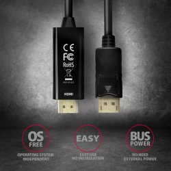 DisplayPort > HDMI 1.4 kabel 1.8m 4K/30Hz, RVD-HI14C2