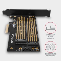 PCI-E 3.0 PCEM2-D 4x - DUAL M.2 SSD (NVMe + SATA), dual sp�nding, op til 110mm SSD