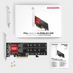 PCEM2-ND PCE-E 3.0 8x - dual M.2 NVMe M-key slot adapter med dataswitch, SP & LP, op til 110mm SSD