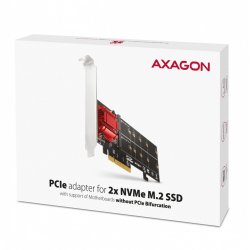PCEM2-ND PCE-E 3.0 8x - dual M.2 NVMe M-key slot adapter med dataswitch, SP & LP, op til 110mm SSD