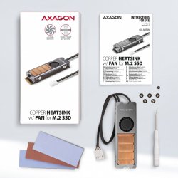 AXAGON CLR-M2FAN, aktiv bl�ser M.2 SSD, 80mm SSD
