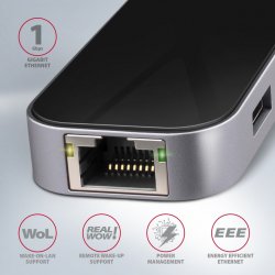 HMC-6GL 3x USB-A, HDMI, RJ-45, USB 3.2 Gen 1 hub, PD 100W, 20cm USB-C kabel